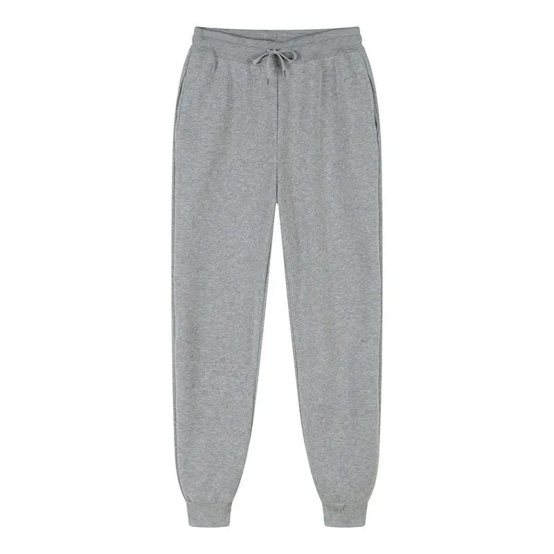 Unisex Drawstring Jogger Pants, Solid Color Ribbed Cuff Sweatpants Casual Loose Fit Trousers With Side Pockets