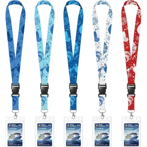 L-NKL010 5 Pack Cruise Lanyards with Ocean Creature Design, Cruise Ship Lanyards with Waterproof ID Badge Holders for All Cruise Lines 2025, Mix