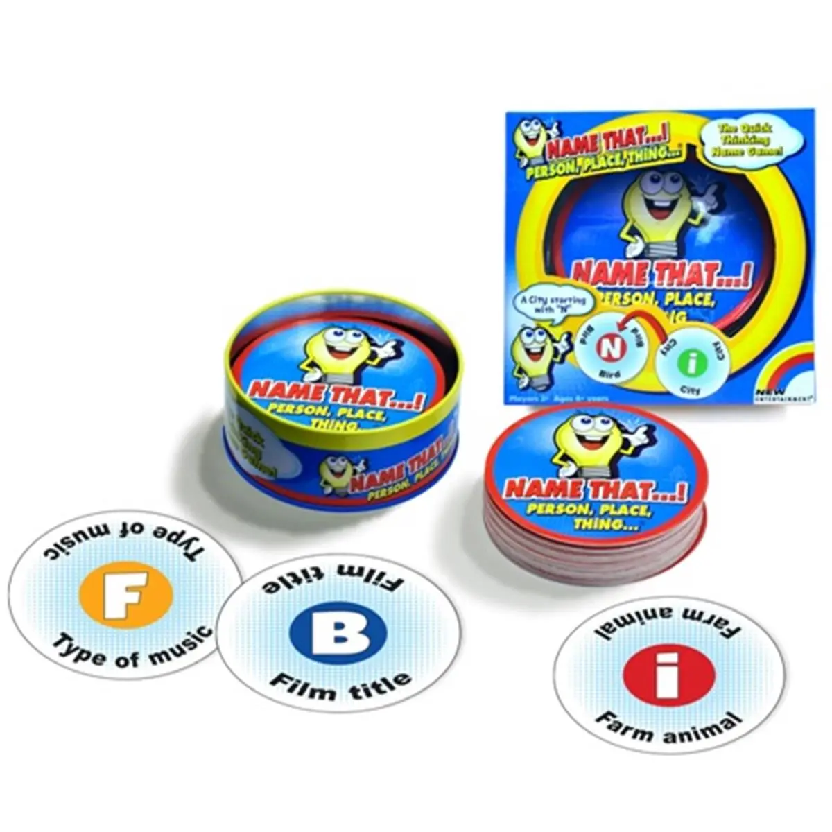 212 MAIN Name That Person, Place, Thing Card Game - Quick-Thinking Family Game (2+ Players), Easy-to-Learn, Durable Travel-Size Tin with 50 Cards & Instructions, Travel Size Stuff