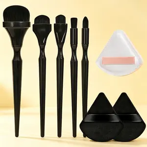 8pcs Foundation Brush Set, 5pcs Face & Concealer Brushes, 2pcs Wet & Dry Sponges, 1pc Triangle Puff, Ultra-Soft Microfiber Makeup Tools, Makeup Brushes Kit