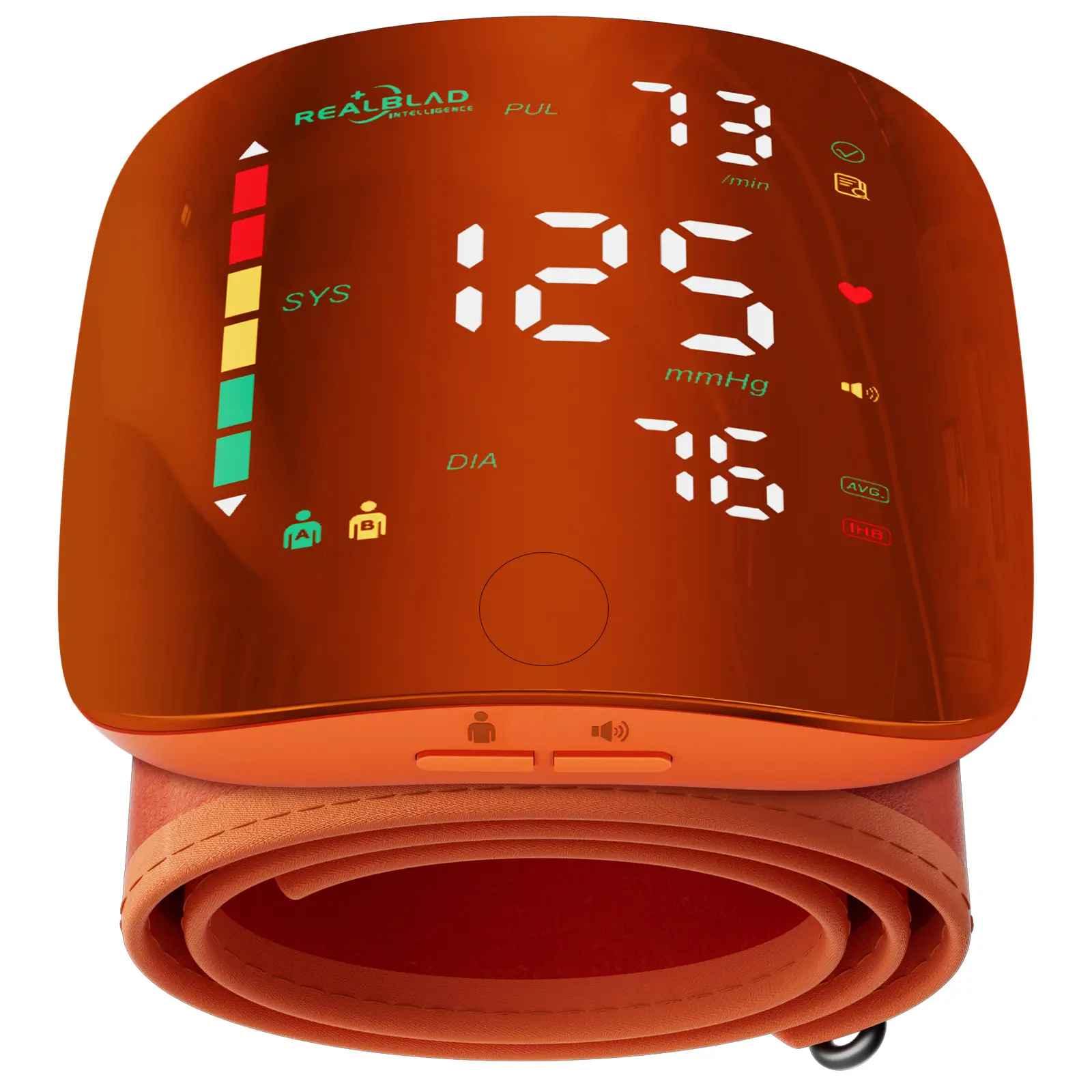 【DealsForYouDays】Orange Rechargeable Wrist Blood Pressure  with LED Touch Screen, Voice Broadcast & 99x2 Memory — Accurate Home BP Tracking Made Simple,Suitable 5.3 - 7.6 inches