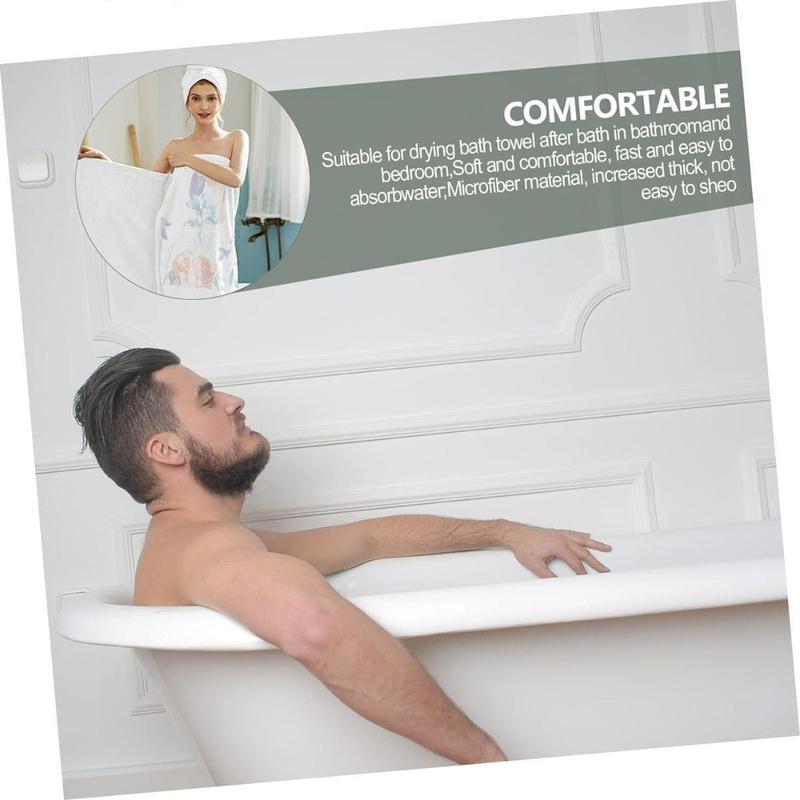 2pc Floral Pattern Women's Post-Bath Towel Dress and Head Wrap Set Sleeveless Towel Dress for Spa Gym Pool Relaxation Beach Vacation ShowerMicrofiber Bath Towel Body Wrap Set Gym Spa Robe Dry Hair Cap Beach Pool Shower Dress Towel Cover up