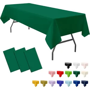 3-Pack  Plastic Dark Forest Green Tablecloth Disposable 54 x 108 Inch. Rectangle Table Cover Party Hunter Jungle Green Table Cloths for Parties Birthday Wedding Christmas Banquet