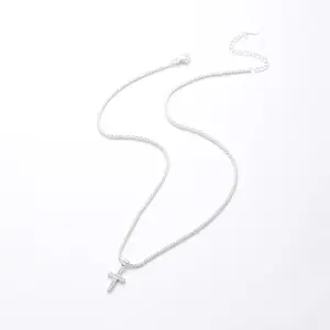 Shining 925 pure silver mini cross pendant necklace for ladies, a noble and luxurious neck accessory as a perfect jewelry gift for women Rotating Crown Cross Pendant Necklace