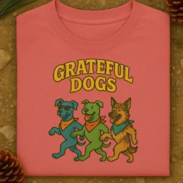 Women's Grateful Dead Short-Sleeve Casual Cotton Fabric Fit T-Shirt, Funny Cute Dog Graphic Tee, Gift for Grateful Dead Fans - T-Shirt HG, Shortsleeve, Round Neck