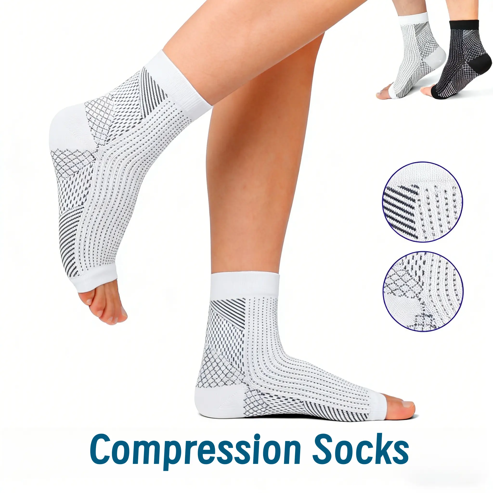 4 Pairs Toeless Ankle Compression Socks,Moisture-Wicking,Non-Slip,Breathable,Protect Ankle & Heel for Sports Injuries,Ideal for Running,Walking,Plantar Fasciitis,Training