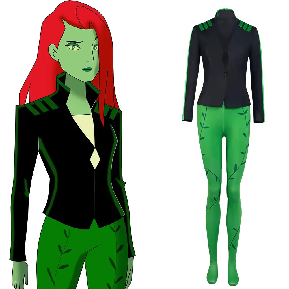 Harley & Ivy Animated-Style Cosplay Costume for Women, Fitted 2-Piece Boat Neck Outfit with Jester Collar for Halloween, S, Trick Or Treat, Casual, Basic