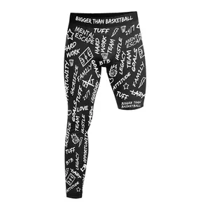Emotions - Single-Leg Compression Tights - Right - Black | One Leg Athletic Sleeve for Running, Gym, Basketball, Training, Injury Support & Recovery