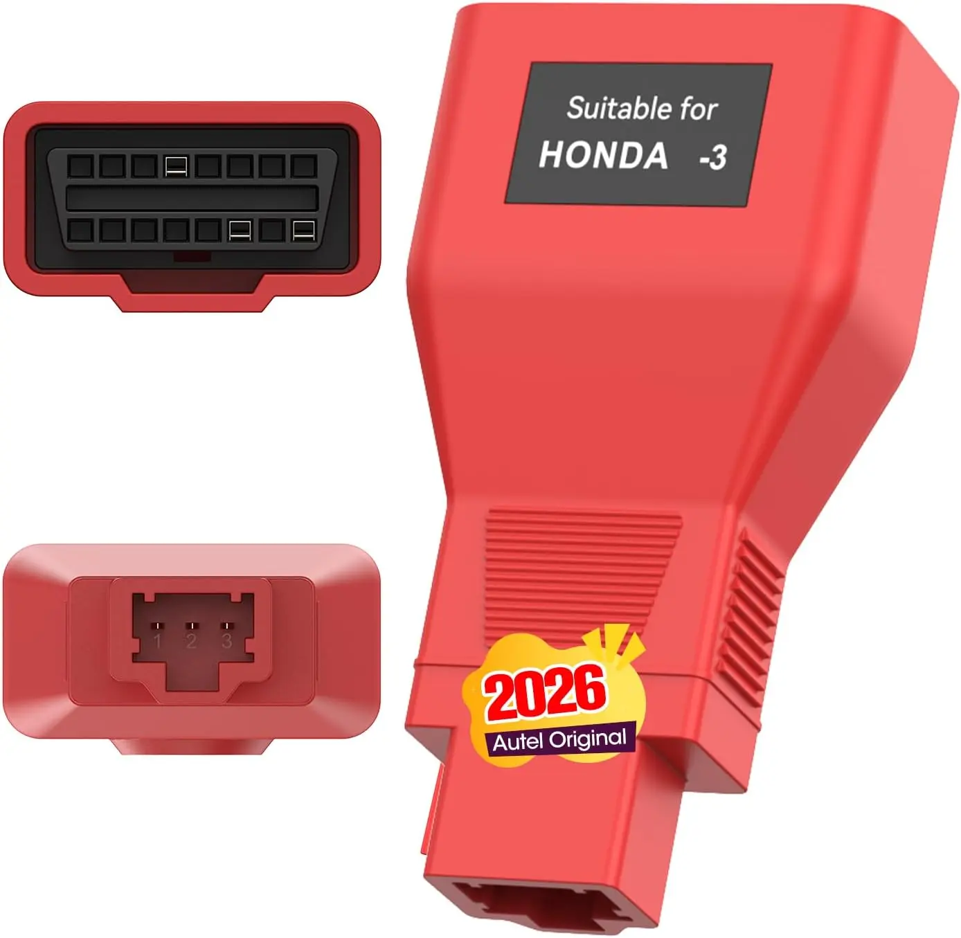 Honda 3-Pin Male to 16-Pin Female OBD1 to OBD2 Adapter, OE-Compliant Quality Certified Diagnostic Connector for Diagnostic Code Readers & Scanners