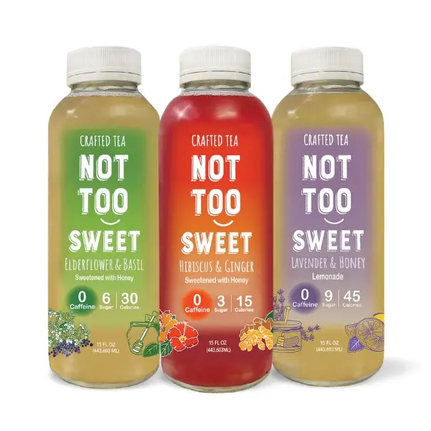 NotTooSweet - Botanical Tea; Elerflower & Basil; Hibiscus & Ginger; Lavender Honey Lemonade
