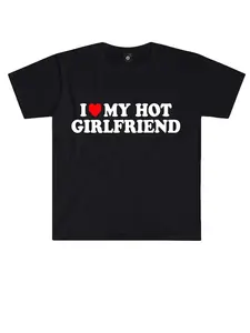 Men’s lightweight regular-fit short-sleeve casual T-shirt featuring a “I love my hot girlfriend” graphic print. Suitable for running, golf, fishing, basketball, camping, the gym, swimming, and the beach—an ideal gift for husband or boyfriend.