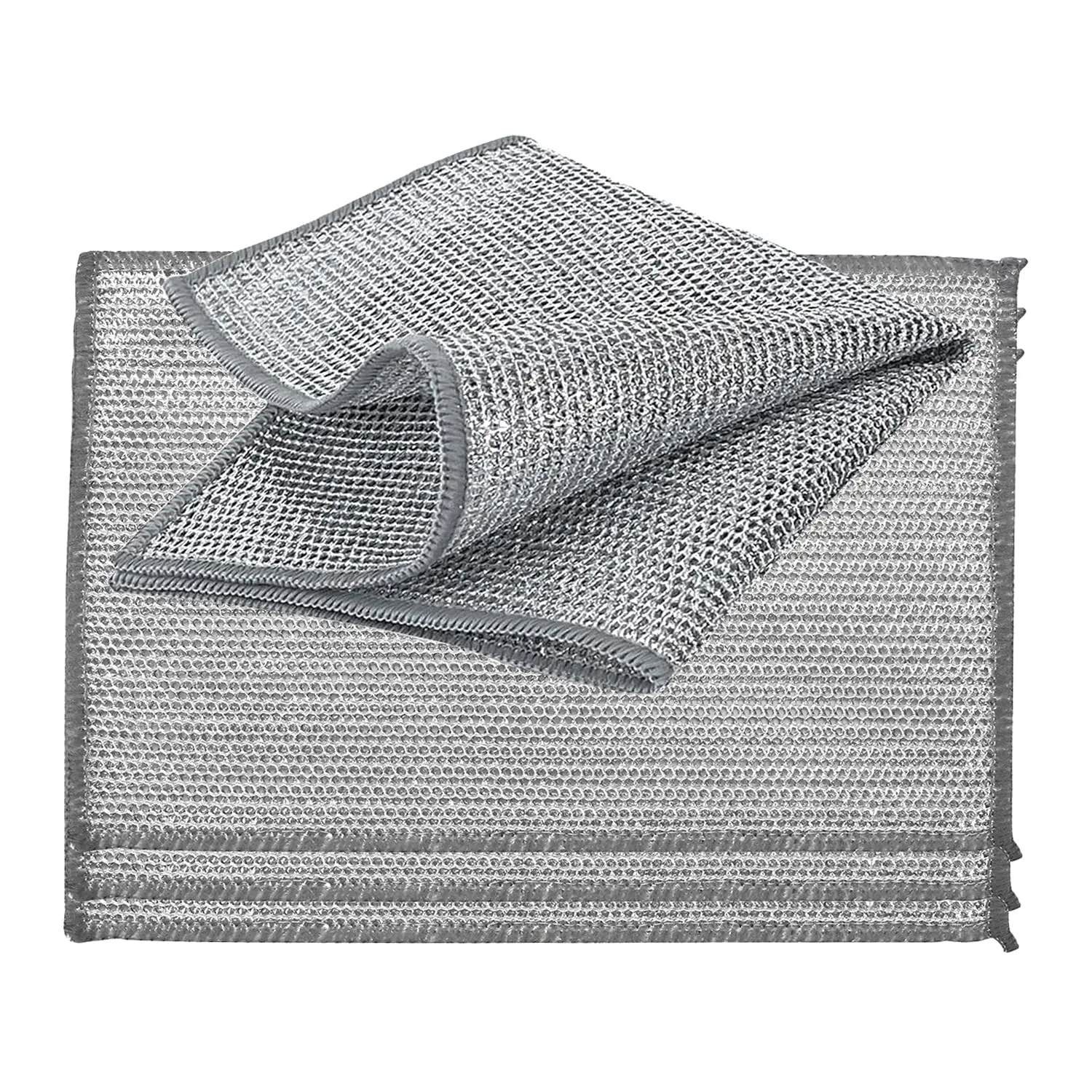 4 Double Layer Wire Dishwashing Cloth Rags 20x28 Cm Non Scratch Stainless Steel Mesh Cleaning Multi Purpose Two Metal Dish Cloths Towel For Kitchen  Sink Stove Top