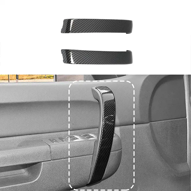 2-Piece Laser Cut Inner Door Handle Trim Cover for 2007-2013 Chevy Silverado & GMC Sierra(not fit for 2007 Chevy Silverado crew cab), DIY Installation, Scratch-Proof, UV-Resistant Car Interior Sticker Accessory, Car Interior Accessory Car Door Protector