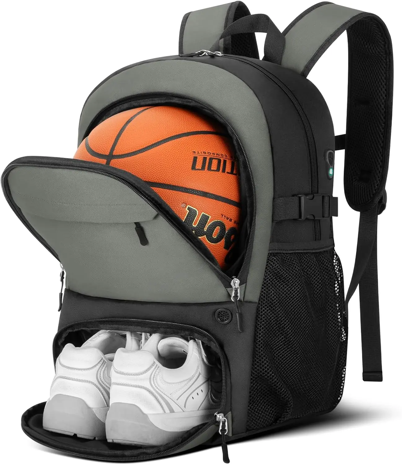 Lightbiz Caddie Basketball Backpack - 34L Large Sports Bag with Ball Holder, Shoe Compartment - Caddie Backpack for Basketball, Gym, Travel - Men, Kids,summerwins
