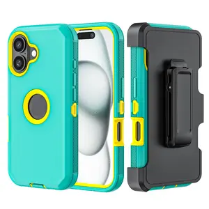 For iPhone 17 Heavy Duty Shockproof Case Defender Cover whit Belt Clip easy to install, Halloween gift, Gift Shoppers (5 Color)