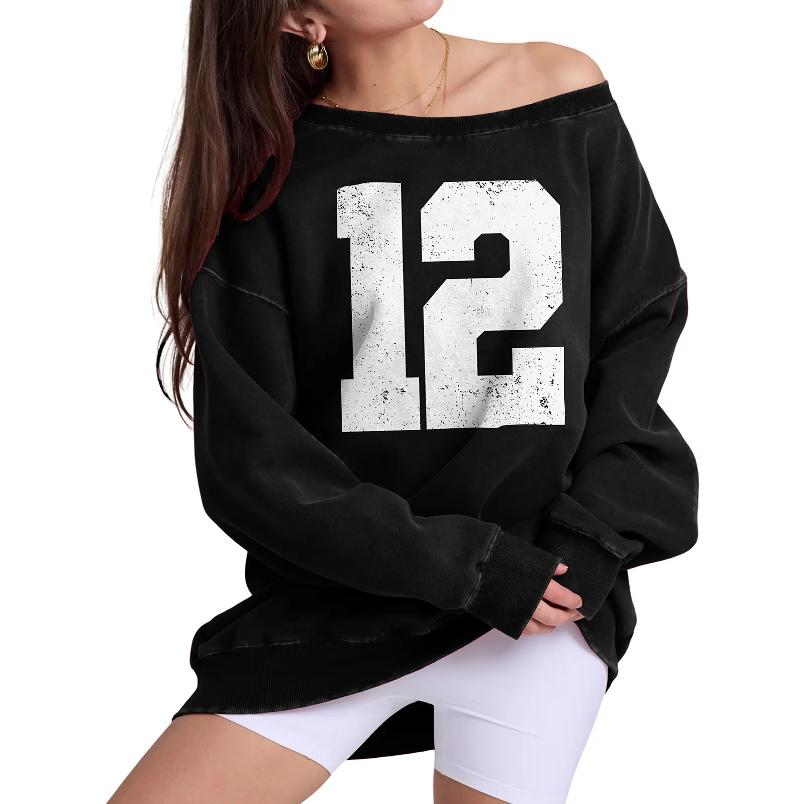 【US Shipping】Hatant women hoodies  Round Neck Breathable and Comfortable Casual Street Fashion Pullover for Women with Soft Stylish  Batwing Sleeves and Big  Sweatshirt for All Day Wear