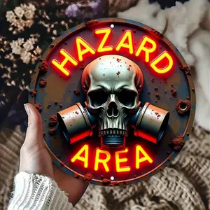 Vintage Skull Pattern Spooky Wall Decor, Creative Neon Sign, Retro Warning Poster, Wall Art for Home Bar Cafe Beach House Backyard