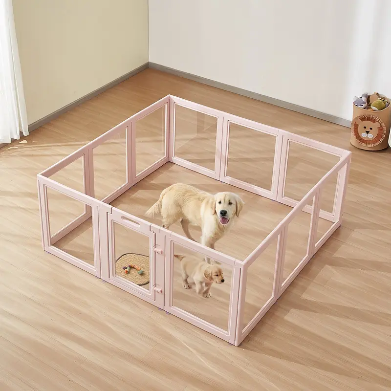 Dog Whelping Box With Window Transparent Playpen For X-Large Dogs 60x59x23 Inches Durable Steel Frame Safe Non-Toxic Materials Anti-Chew Panels Easy Assembly Indoor Outdoor Use Portable Pet Pen Ideal For Puppies And Training