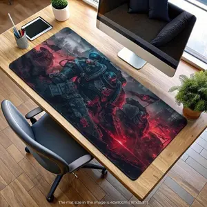 Warhammer 40K Battlefront Desk Mat – Crimson Space Marine Mouse Pad with Grimdark Warfare Art, Gamer Gift Idea