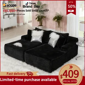 Niccae Convertible Floor Sofa Bed 15" Foam Mattress 6 Pillows Teddy Fabric No Assembly Perfect for Small Spaces Apartments Cozy Furniture Quick Setup Easy Clean Versatile Use