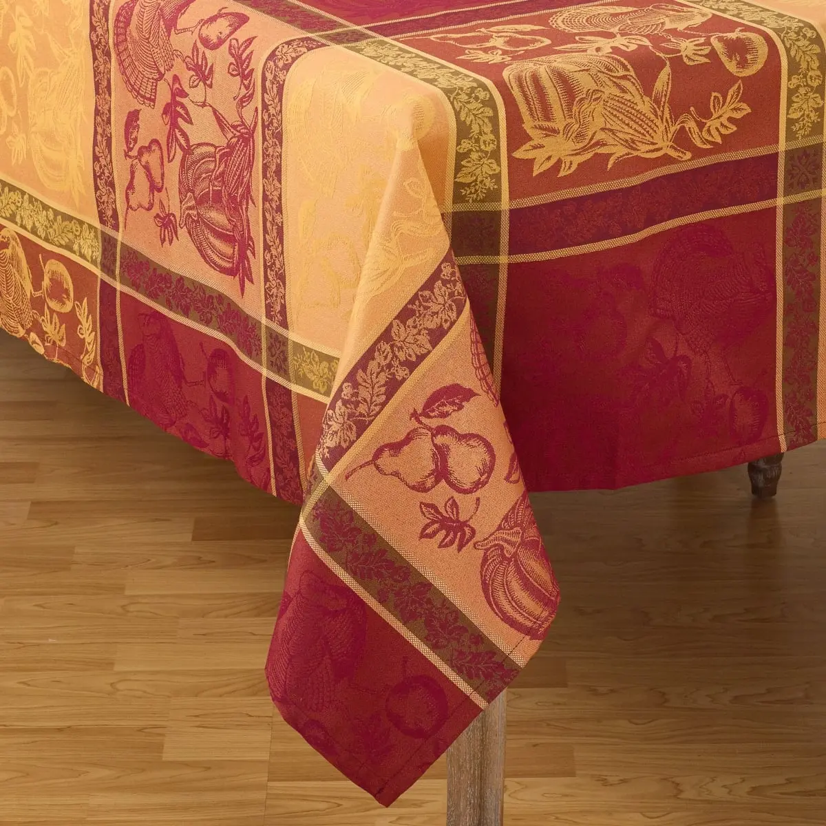 Saro Lifestyle 6702.M72S 72 in. 1-Piece Jacquard Print Cotton Blend Square Tablecloth, Multi-Color, for Dining Room Table, Thanksgiving Holiday Décor, Machine Washable, One-Piece