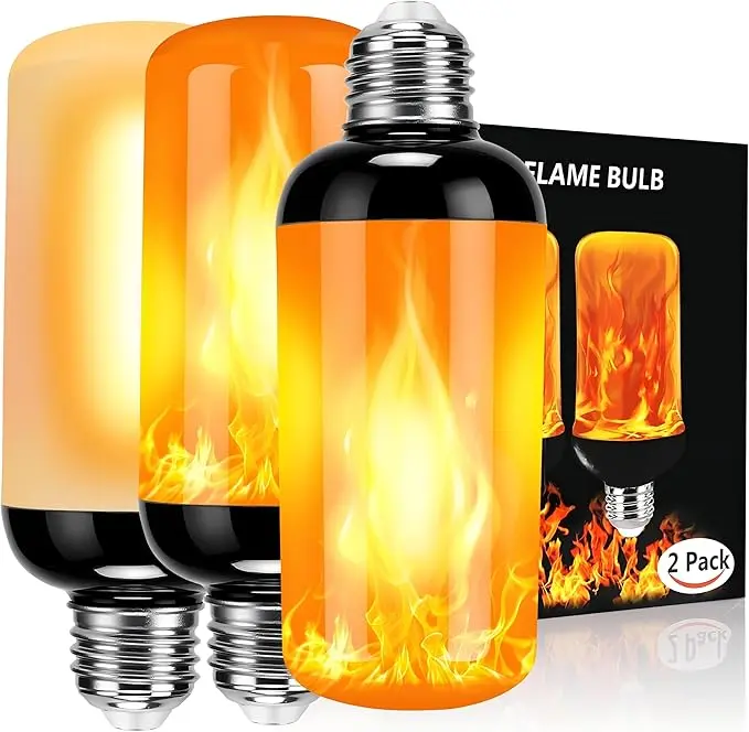 Flame Core Festival Style Decorative LED Light Bulbs, E26 Base 4-Mode Flickering Fire Effect Bulbs for Halloween Decorations, Patio Decor, LED Lights Indoor