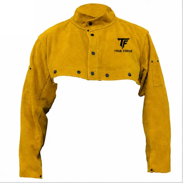 TRUE FORGE  Men's Leather Welding Jacket, Heat & Flame Resistant Split Cowhide Leather Welding Coat, Long Sleeve Protective Work Jacket for Welding, Grinding & Workshop