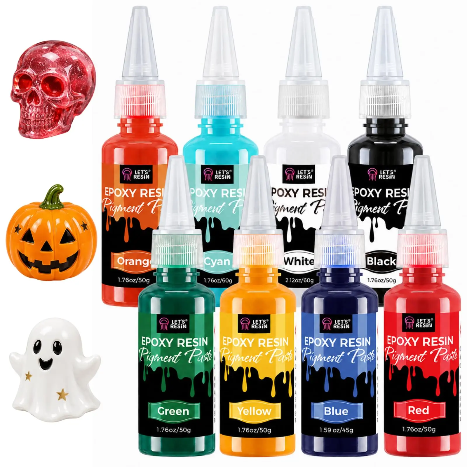 LET'S RESIN 8-Color Buildable Epoxy Resin Color Pigment Paste, 8*1.06oz Highly Concentrated Art Materials - No Leak-Proof Bottles, Drop-by-Drop Mix for Translucent-Opaque Coloring, Jewelry Making & DIY Crafts