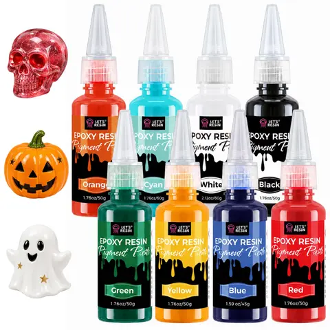 LET'S RESIN 8-Color Buildable Pigment Epoxy Resin Paste, 8 x 1.06 oz Squeeze Bottles High-Concentration Crafting Supplies - Drop-by-Drop Mix for Translucent-Opaque Coloring, Jewelry Making & DIY Crafts