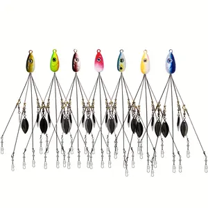 7pcs 5 Arms Alabama Umbrella Rig Fishing Ultralight Tripod Bass Lures Bait Kit Junior Ultralight Willow Blade Multi-Lure Rig