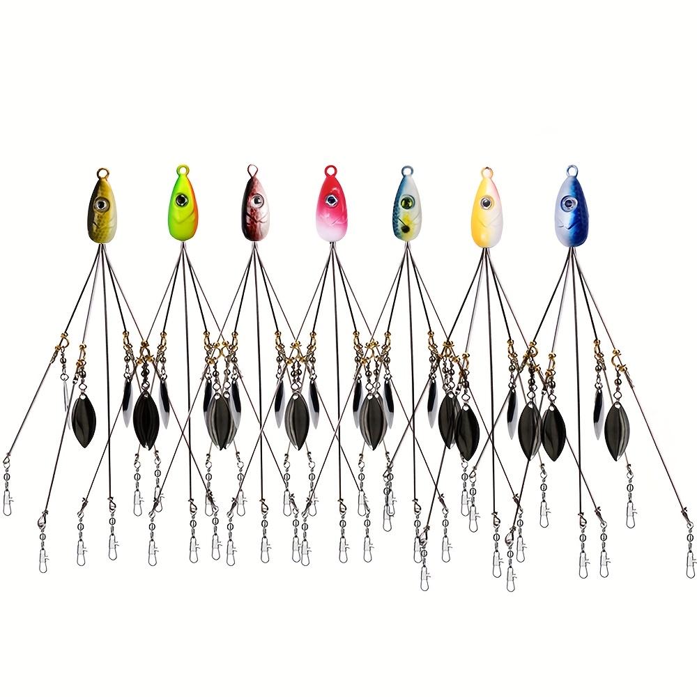 7pcs 5 Arms Alabama Umbrella Rig Fishing Ultralight Tripod Bass Lures Bait Kit Junior Ultralight Willow Blade Multi-Lure Rig