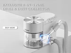 PULLYON Cutics 2-in-1 Nail Dust Collector & Drill 35000RPM Electric File with Strong Suction Vacuum Cleaner Brushless Motor for Acrylic Nails DIY Salon Use White Compact Manicure Tool