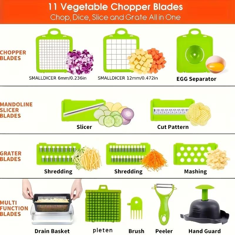 16-in-1 Vegetable Chopper, Professional Onion Chopper, Multifunctional Food Chopper, Kitchen Vegetable Slicer and Dicer, Vegetable Chopper with 8 Blades, Carrot Chopper with Container 16-in-1 Vegetable Chopper, Professional Onion Chopper, Multifunctional Food Chopper, Kitchen Vegetable Slicer and Dicer, Vegetable Chopper with 8 Blades, Carrot Chopper with Container