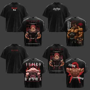 Yujiro Hanma Baki The Grappler Anime Vintage Washed Tee The Ogre Champion Graphic Oversize Heavyweight Cotton T-shirt Unisex Strongest Creature , Gift For Anime Fan