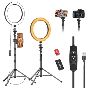 EMART 10" Ring Light with 55" Extendable Tripod Stands and Phone Holder, 360° Adjustable Dimmable LED Circle Round Light for Selfie  /Makeup/YouTube Video/Vlogging/Live Streaming camera photography professional grade studio use