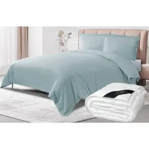 【Bundle】All Season Silk Duvet Insert + Misty Blue Duvet Cover Set (3-Piece)