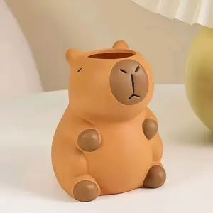 Cute Cartoon Water Buffalo Pen Holder, Makeup Brush Storage Tube, Creative Desk Organizer, Office Supplies, Stationery Accessories, Pen Cups