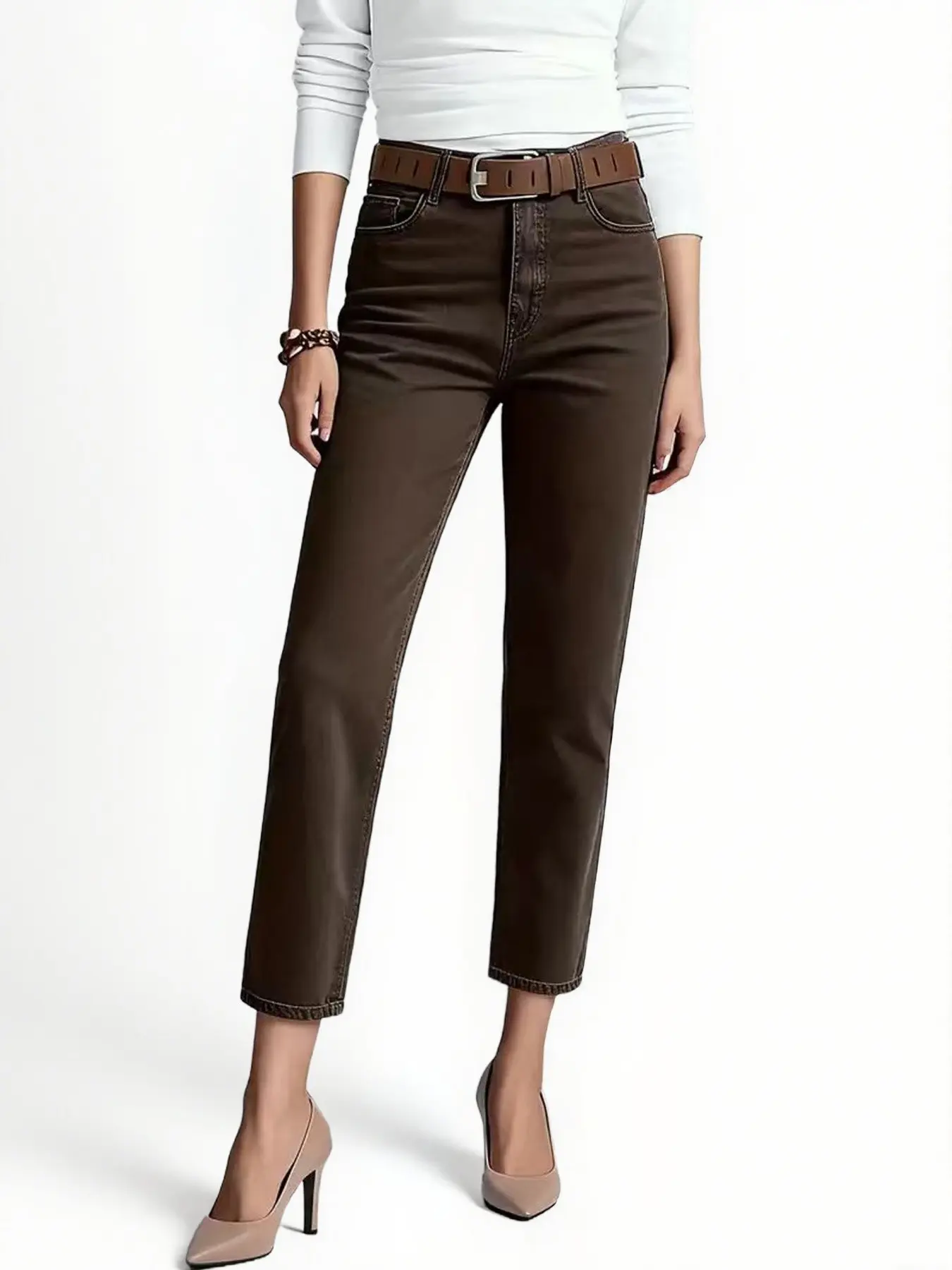 Women's Solid Color Basic Slim Fit Mid-Thigh Button Front Denim Mid Waist Jeans, Fashion Jean Bottoms, Womenswear, trouser jeans for women, Perfect for Office and Casual Wear, Classic Fashion Essential Style, Everyday Bottom