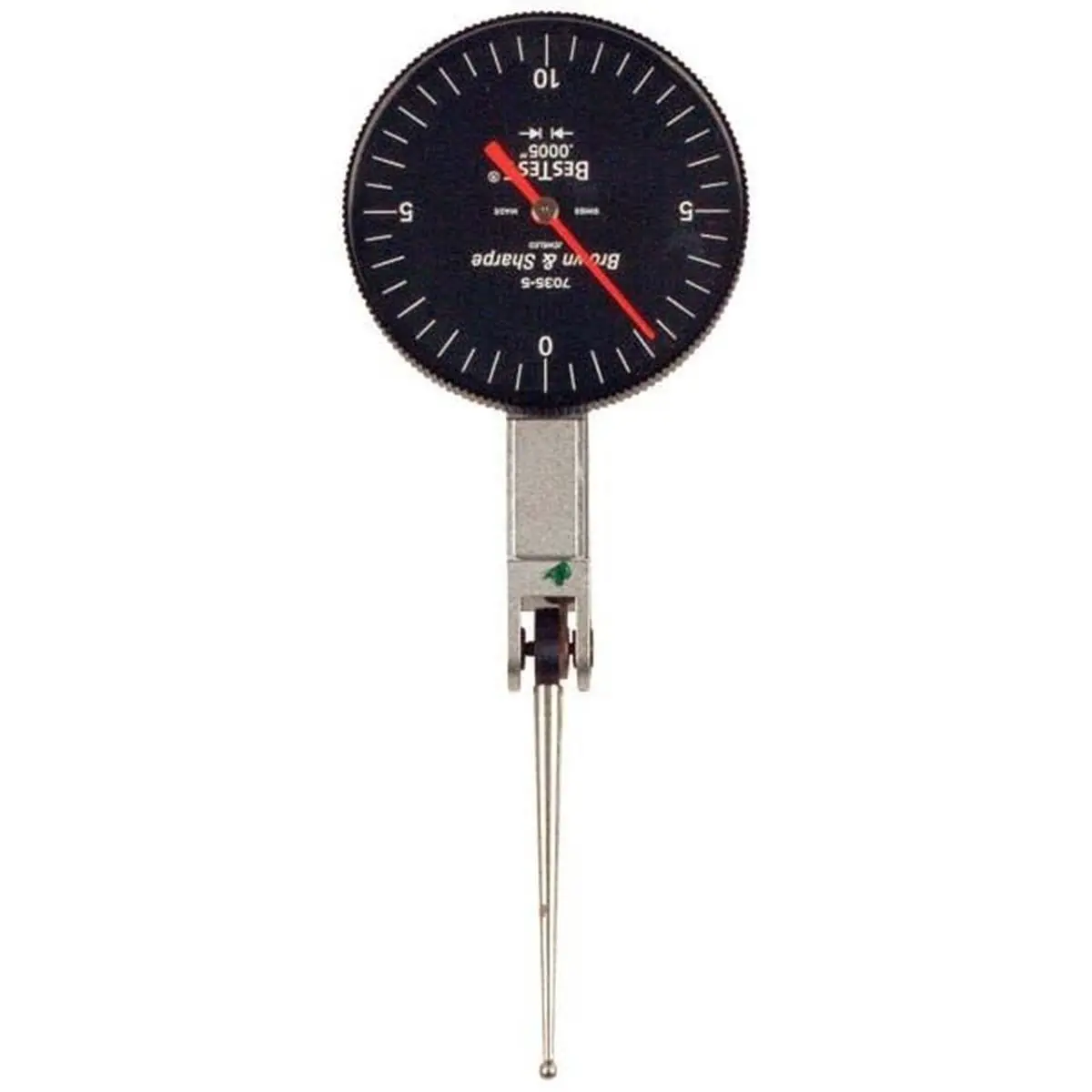 Brown & Sharpe  0.020 in. Test 0-10-0 Dial Indicator with 0.0005 in. Graduations, 1.5" Dial, Anti-Magnetic And Corrosion Resistant