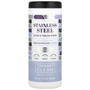 Therapy Clean Stainless Steel, Clean & Polish Wipes, Fresh Lavender , 30 Wipes