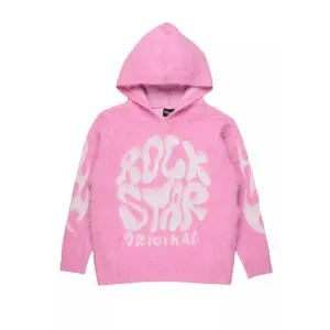 Akeya Pink Graphic Knit Hoodie