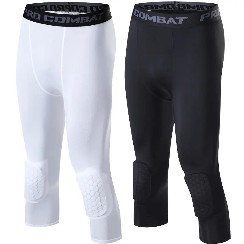 Basketball knee pads, anti-collision three-quarter tights, integrated honeycomb anti-fall basketball training running tight protective pants