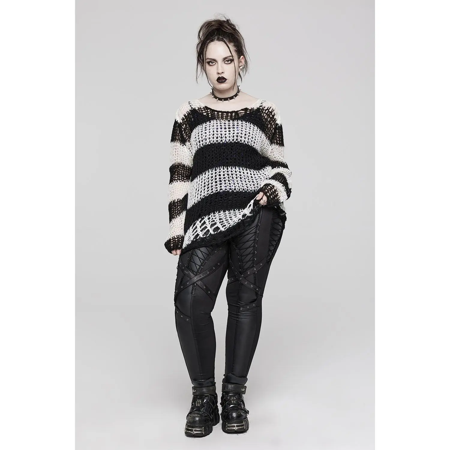 Grunge Gloom Striped Sweater [BLACK/WHITE]