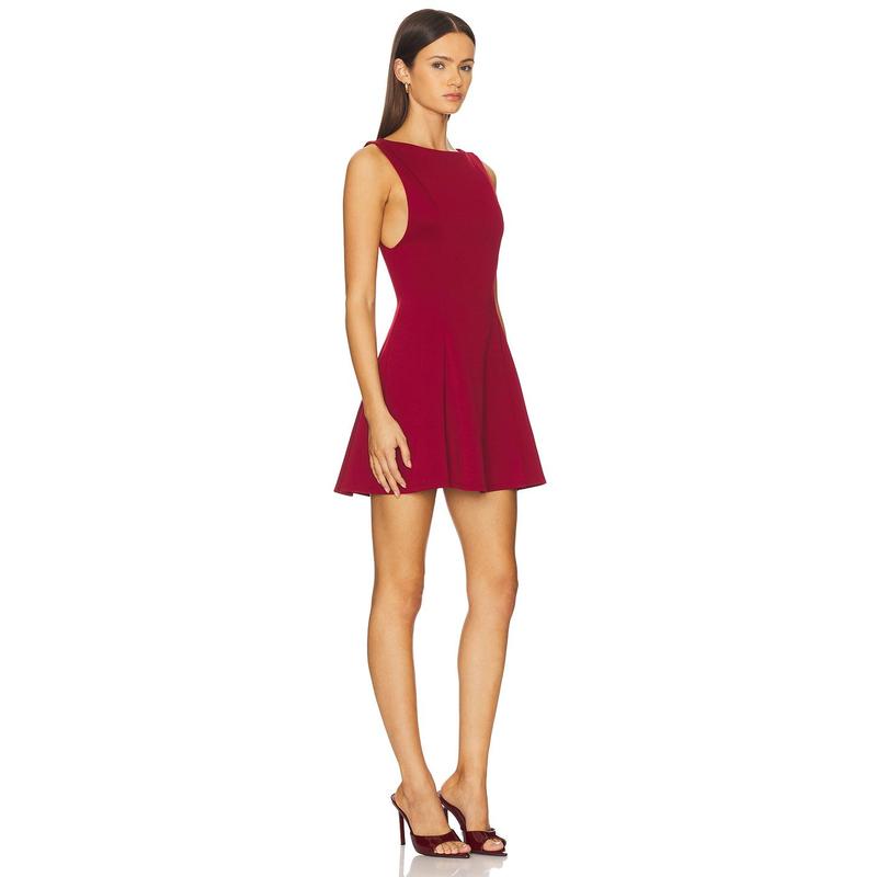 ALL THE WAYS Sonya Flare Mini Dress in Dark Red
