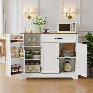 Gizoon Kitchen Coffee Bar Cabinet with Storage Kitchen Sideboard Buffet Cabinet with Drawers Short Pantry with Door and Shelves for Bathroom and Living Room