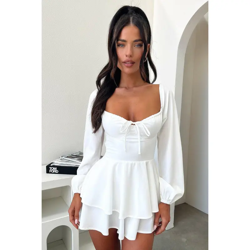mock neck dress white White Mock neck sleeveless low slit dress M / 6 / White / Skirt 110 cm