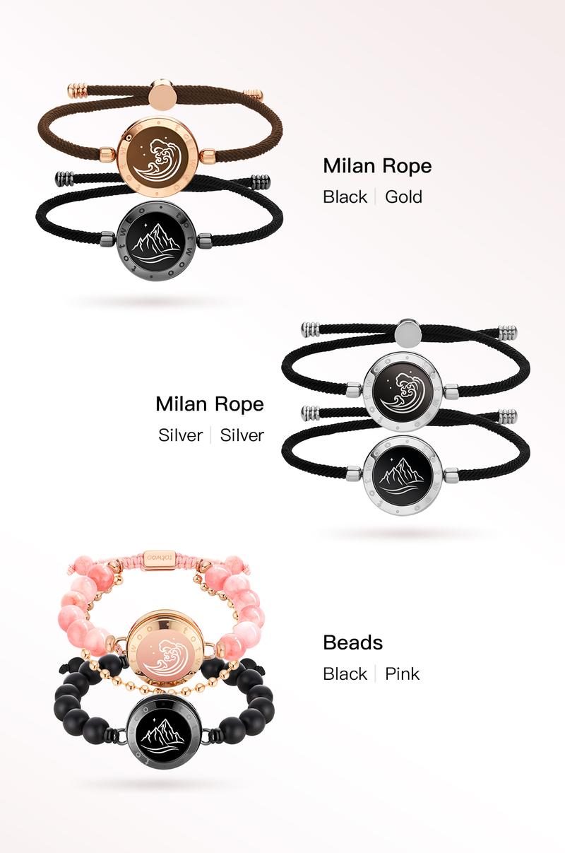 【emotional smart jewelry】totwoo Long Distance Touch Bracelets with Sun&Moon Functional Love Connect Gift For Boyfriend or Girlfriend or your Family