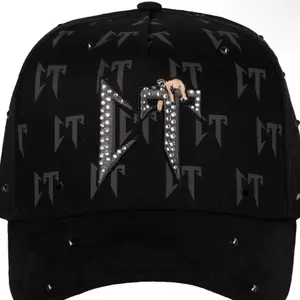 Jc Hats CT Endiamantada Black Cap with Letter Design and Logo