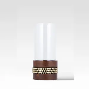 Aurelia Glass Candle Holder in Walnut