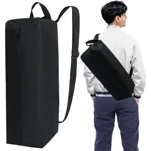 Grill Accessory Storage Bag, Tool Storage for Outdoor Grilling Utensil Holder with Inner Mesh Pockets and Magic Tape, Black Hardware BBQ Tools Storage Container for Camping Hiking Barbecue